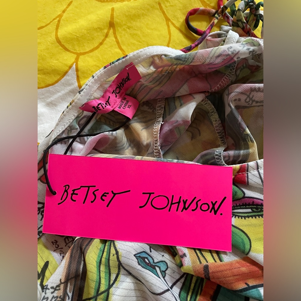 BNWT Betsey Johnson Betsey’s Art Multi Mesh Midi Slip Dress - Picture 13 of 14